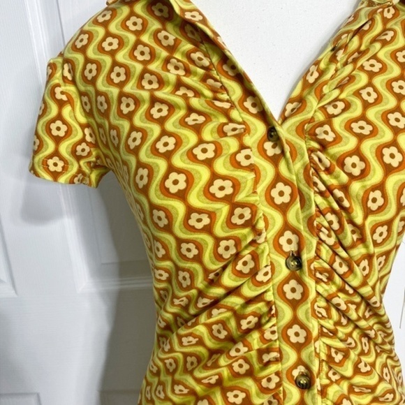 Riley & James floral button down retro dress size M NEW - Picture 3 of 12